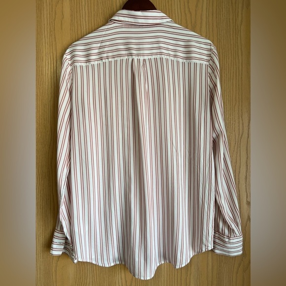 ATM Anthony Thomas Melillo Blouse Button Up Shirt Silk Blend Striped SZ Medium. - Picture 2 of 8